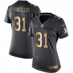 Womens Nike Seattle Seahawks 31 Kam Chancellor Limited BlackGold Salute to Service NFL Jersey