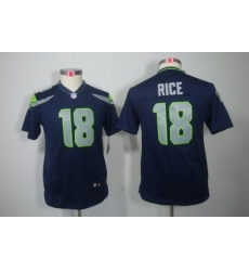 Youth Nike Seattle Seahawks 18# Sidney Rice Blue Color[Youth Limited Jerseys]