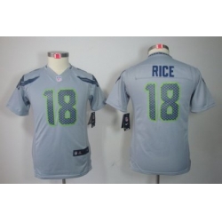 Youth Nike Seattle Seahawks 18# Sidney Rice Grey Color[Youth Limited Jerseys]