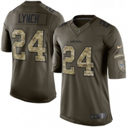 Youth Nike Seattle Seahawks 24 Marshawn Lynch Elite Green Salute to Service NFL Jersey