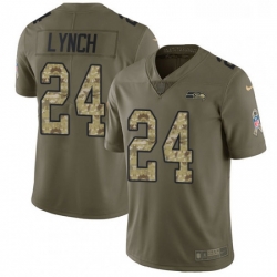 Youth Nike Seattle Seahawks 24 Marshawn Lynch Limited OliveCamo 2017 Salute to Service NFL Jersey