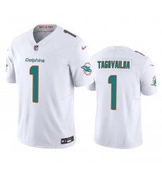 Men Miami Dolphins 1 Tua Tagovailoa White 2023 F U S E Vapor Limited Stitched Football Jersey