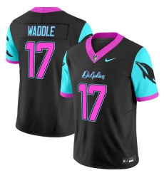 Men Miami Dolphins 17 Jaylen Waddle Black F U S E  Miami Vice Vapor Limited Stitched Football Jersey