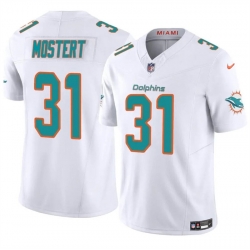 Men Miami Dolphins 31 Raheem Mostert White 2023 F U S E Alternate Vapor Limited Stitched Football Jersey