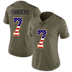 7 Limited Jason Sanders OliveUSA Flag Nike NFL Womens Jersey Miami Dolphins 2017 Salute to Servi