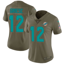 Womens Nike Dolphins #12 Bob Griese Olive  Stitched NFL Limited 2017 Salute to Service Jersey