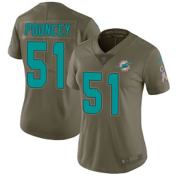 Womens Nike Dolphins #51 Mike Pouncey Olive  Stitched NFL Limited 2017 Salute to Service Jersey