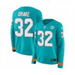 Womens Nike Miami Dolphins 32 Kenyan Drake Limited Aqua Therma Long Sleeve NFL Jersey