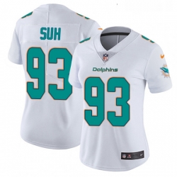 Womens Nike Miami Dolphins 93 Ndamukong Suh White Vapor Untouchable Limited Player NFL Jersey