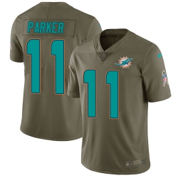 Youth Nike Dolphins #11 DeVante Parker Olive Stitched NFL Limited 2017 Salute to Service Jersey