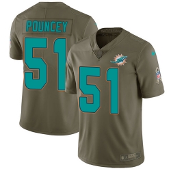 Youth Nike Dolphins #51 Mike Pouncey Olive Stitched NFL Limited 2017 Salute to Service Jersey