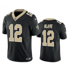 Men New Orleans Saints 12 Chris Olave Black 2023 F U S E  Vapor Untouchable Limited Stitched Jersey