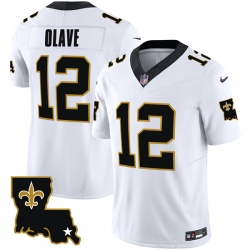 Men New Orleans Saints 12 Chris Olave White 2023 F U S E  1987 Legacy Vapor Stitched Jersey