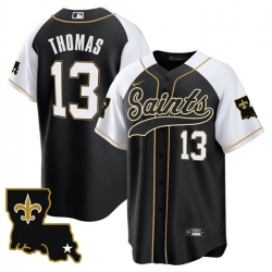 Men New Orleans Saints 13 Michael Thomas Black White 1987 Legacy Cool Base Stitched Baseball Jersey