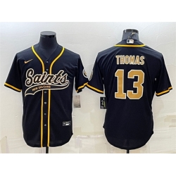 Men New Orleans Saints 13 Michael Thomas Black With Patch Cool Base Stitched Baseball Jersey