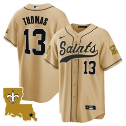 Men New Orleans Saints 13 Michael Thomas Gold 1987 Legacy Cool Base Stitched Baseball Jersey