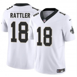 Men New Orleans Saints 18 Spencer Rattler White F U S E Vapor Limited Stitched Football Jersey