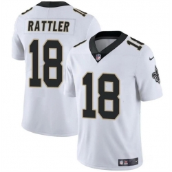 Men New Orleans Saints 18 Spencer Rattler White Vapor Limited Stitched Football Jersey