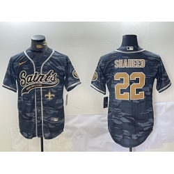 Men New Orleans Saints 22 Rashid Shaheed Grey Camo With Patch Cool Base Stitched Baseball Jersey 2