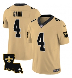 Men New Orleans Saints 4 Derek Carr Gold 2023 F U S E  1987 Legacy Vapor Stitched Jersey