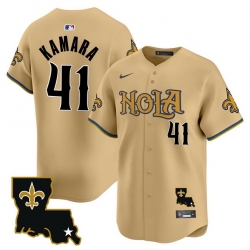 Men New Orleans Saints 41 Alvin Kamara Gold Cool Base Stitched Baseball Jersey