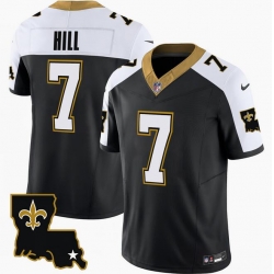 Men New Orleans Saints 7 Taysom Hill Black White 2023 F U S E  1987 Legacy Vapor Stitched Jersey