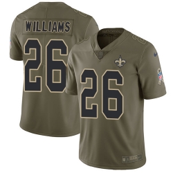 Mens Nike New Orleans Saints 26 P. J. Williams Limited Olive 2017 Salute to Service NFL Jersey