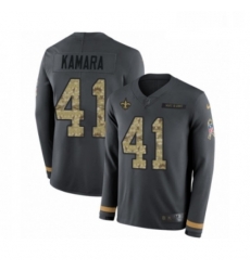 Mens Nike New Orleans Saints 41 Alvin Kamara Limited Black Salute to Service Therma Long Sleeve NFL Jersey