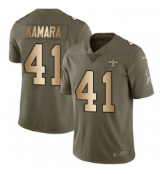 Mens Nike New Orleans Saints 41 Alvin Kamara Limited OliveGold 2017 Salute to Service NFL Jersey