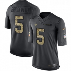 Mens Nike New Orleans Saints 5 Teddy Bridgewater Limited Black 2016 Salute to Service NFL Jersey