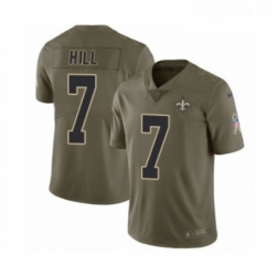 Mens Nike New Orleans Saints 7 Taysom Hill Limited Olive 2017 Salute to Service NFL Jersey