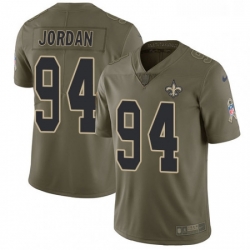 Mens Nike New Orleans Saints 94 Cameron Jordan Limited Olive 2017 Salute to Service NFL Jersey