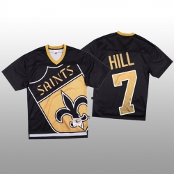 NFL New Orleans Saints 7 Taysom Hill Black Men Mitchell  26 Nell Big Face Fashion Limited NFL Jersey