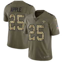 Nike Saints #25 Eli Apple Olive Camo Men Stitched NFL Limited 2017 Salute To Service Jersey