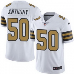 Nike Saints #50 Stephone Anthony White Mens Stitched NFL Limited Rush Jersey