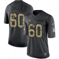 Nike Saints #60 Max Unger Black Mens Stitched NFL Limited 2016 Salute To Service Jersey