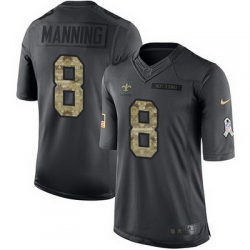 Nike Saints #8 Archie Manning Black Mens Stitched NFL Limited 2016 Salute To Service Jersey