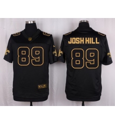 Nike Saints #89 Josh Hill Black Mens Stitched NFL Elite Pro Line Gold Collection Jersey