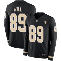 Nike Saints #89 Josh Hill Black Team Color Men Stitched NFL Limited Therma Long Sleeve Jersey