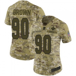 Saints 90 Malcom Brown Camo Womens Stitched Football Limited 2018 Salute to Service Jersey