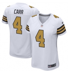 Women New Orleans Saints 4 Derek Carr White Color Rush Stitched Game Jersey  Run Small