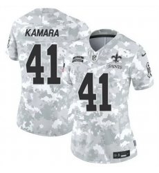 Women New Orleans Saints 41 Alvin Kamara 2024 F U S E Arctic Camo Salute To Service Limited Stitched Football Jersey