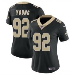 Women New Orleans Saints 92 Chase Young Black Vapor Stitched Game Jersey