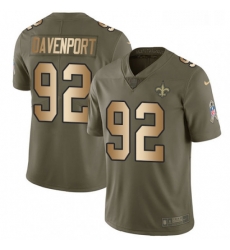 Youth Nike New Orleans Saints 92 Marcus Davenport Olive Gold Stitched NFL Limited 2017 Salute to Service Jersey