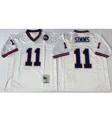 Men New York Giants 11 Phil Simms White M&N Throwback Jersey