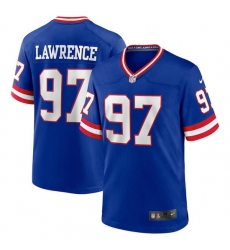 Men New York Giants 97 Dexter Lawrence Royal Classic Retired Player Stitched Game Jersey