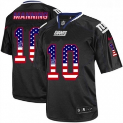 Mens Nike New York Giants 10 Eli Manning Elite Black USA Flag Fashion NFL Jersey