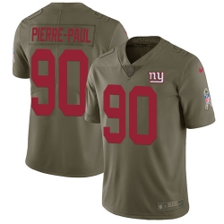 Nike Giants #90 Jason Pierre Paul Olive Mens Stitched NFL Limited 2017 Salute to Service Jersey