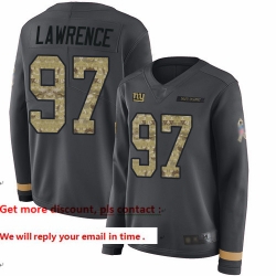 Giants 97 Dexter Lawrence Anthracite Salute to Service Women Stitched Football Limited Therma Long Sleeve Jersey