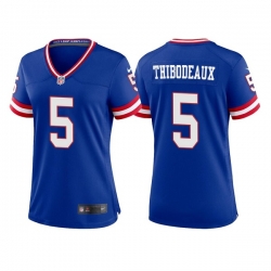 Women New York Giants 5 Kayvon Thibodeaux Royal Classic Retired Player Stitched Game Jersey